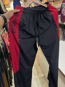 Men's Black & Red Track Pants
