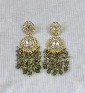Designer Partywear Long Stone Studded Earrings