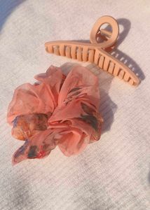Combo Hair Claw And 1 Organza Scrunchies