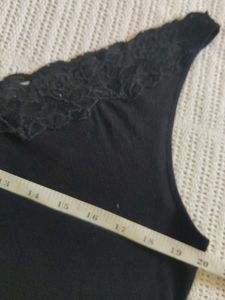Black Lace Trim Tank Top