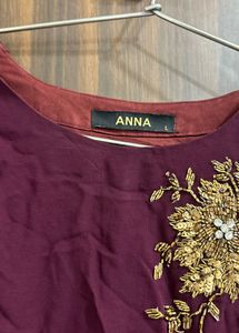Embroidered Kurta with Fringe Hem