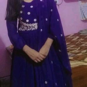 Elegant Purple Anarkali Kurta with Dupatta