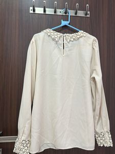 Elegant Cream Blouse with Lace Detail