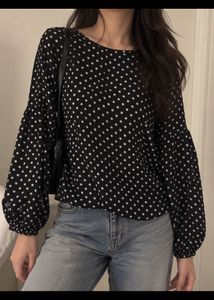 Polka Dot Puff Sleeve Top