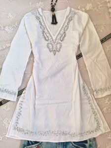 Embroidered White Kurta