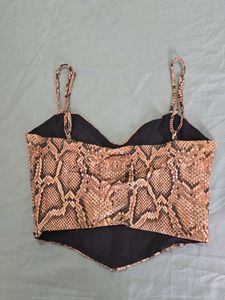 ZARA Snakeskin Print Corset Top