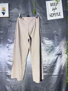 BARSHIKA Stylish Wide Leg Beige Trousers