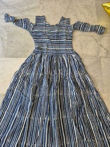 Striped Cold Shoulder Casual Dress