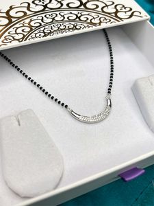 Zirconia Stone Studded Mangalsutra Pure Silver 925