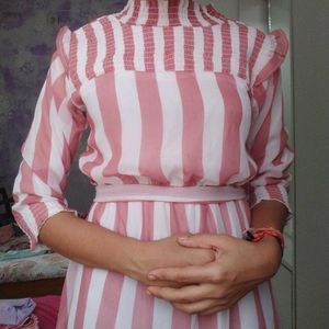Pink & White Striped Dress