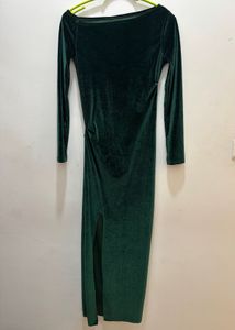 Off Shoulder (One sided) Velvet Dress with a slit
