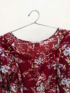 Chic Floral Print Bell Sleeve Top