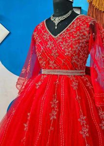 Stunning Red Embellished Lehenga Choli