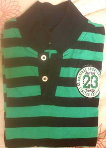 Striped Polo Shirt - Green and Black