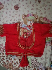 Beautiful Red Embroidered Saree with Blouse