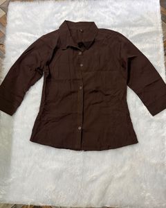 Women's Coffee Brown Button-Down Casual Shirt