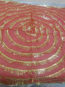 Elegant Red Dupatta with Gold Tassels