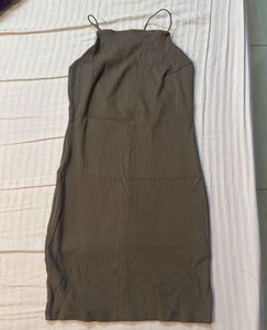 Brown halter strip neck mini dress