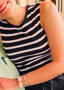 Black and white strips crop top