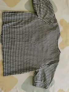 Checkered Button-Up Crop Top
