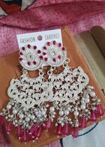 Stunning Dangle Earrings with Pink Accents