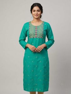 Embroidered Teal Kurta