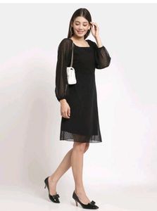 Elegant Dark Green Puff Sleeve Dress