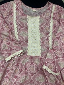 Pink white kurta set