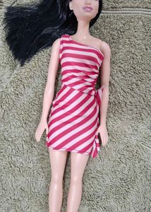 Doll Dress Striped One-Shoulder Mini