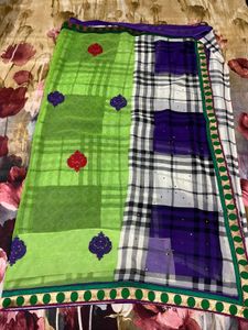 Vibrant Checkered Saree