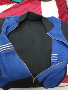 Blue Black Woolen Sweater Cum Jacket