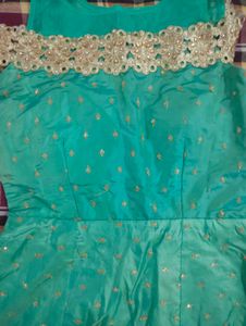 Green &amp; Gold Embroidered Dress