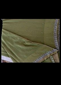 Green Embroidery Printed Fancy Saree (Women)