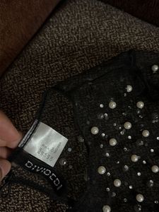 H&amp;M sheer top with pearls - S