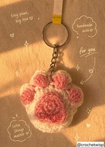 Cute Crochet Paw Keychain