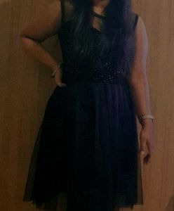 Black Sequin &amp; Tulle Party Dress