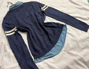 🎁Pinterest Korean Navy Blue Shirt Sweater Q