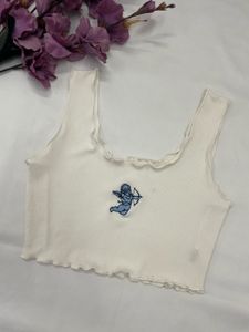 Cute White Cropped Tank Top