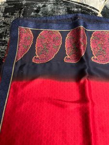 Elegant Red  blue Saree with border
