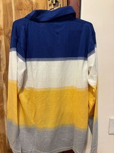 Men's Striped Long Sleeve Polo Shirt