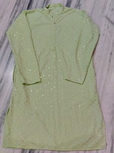 pista Green Sequined Kurta