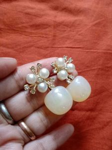 Elegant Pearl &amp; Gemstone Drop Earrings