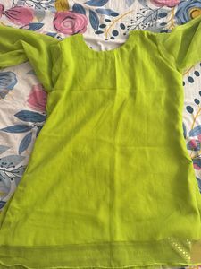 Beautiful Lime Green Kurta with Mirror Work