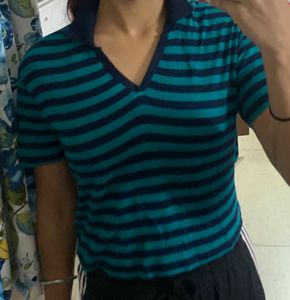 Green Black Stripped Top