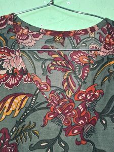 Vibrant Floral Print Tunic Top 3XL