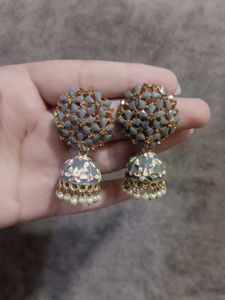 Beautiful Grey Jhumka Earrings