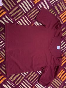 Maroon V-Neck Puff Sleeve Top
