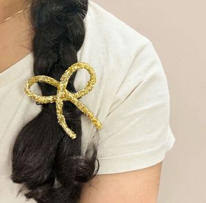 Sparkly Gold Bow Hair Clip
