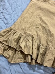 Tan Ruffled Midi Skirt