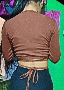 Brown Wrap Crop Top